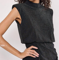 Apricot - Sparkle Mock Neck Ruched Dress