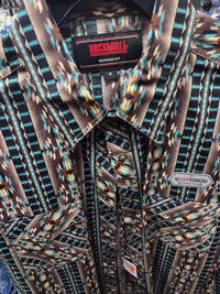 Rock & Roll Denim Men's Modern Fit Shirt in multi 1 - men's long sleeve top - detail view