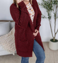 Michelle Mae Madison Cozy Cardigan in burgundy - women's cardigan - alternate view