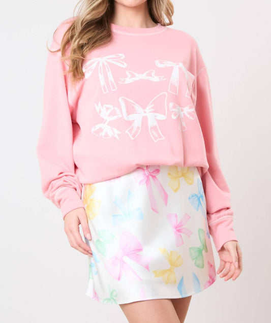 Peach Love - Ribbon Graphic Print Sweatshirt