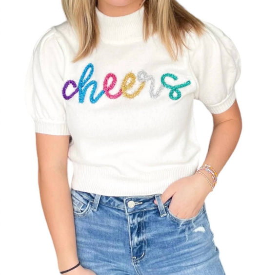 Peach Love - Cheers Puff Sleeve Sweater