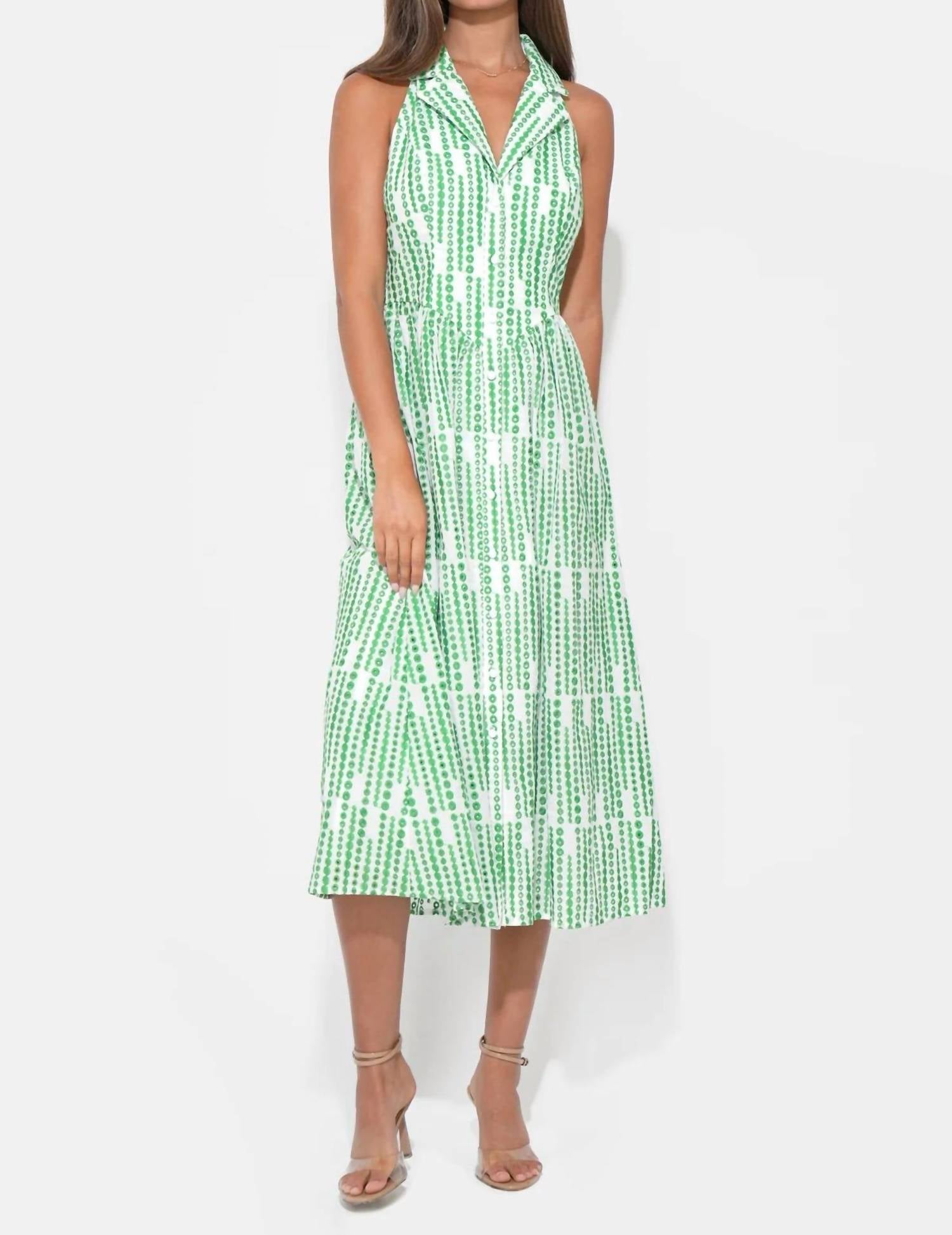 adelyn rae Ruby Halter Embroidered Midi Dress in green - women's dress - alternate view