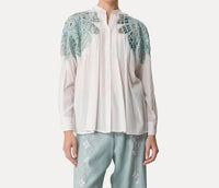 forte forte Floréal Embroidered Blouse in white - women's blouse