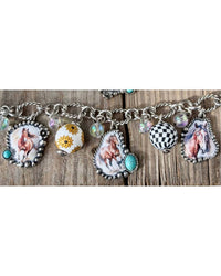 Boho Ranch - Women's Western Style Multi Beaded Charm With Turquoise Stone Accent Bracelet