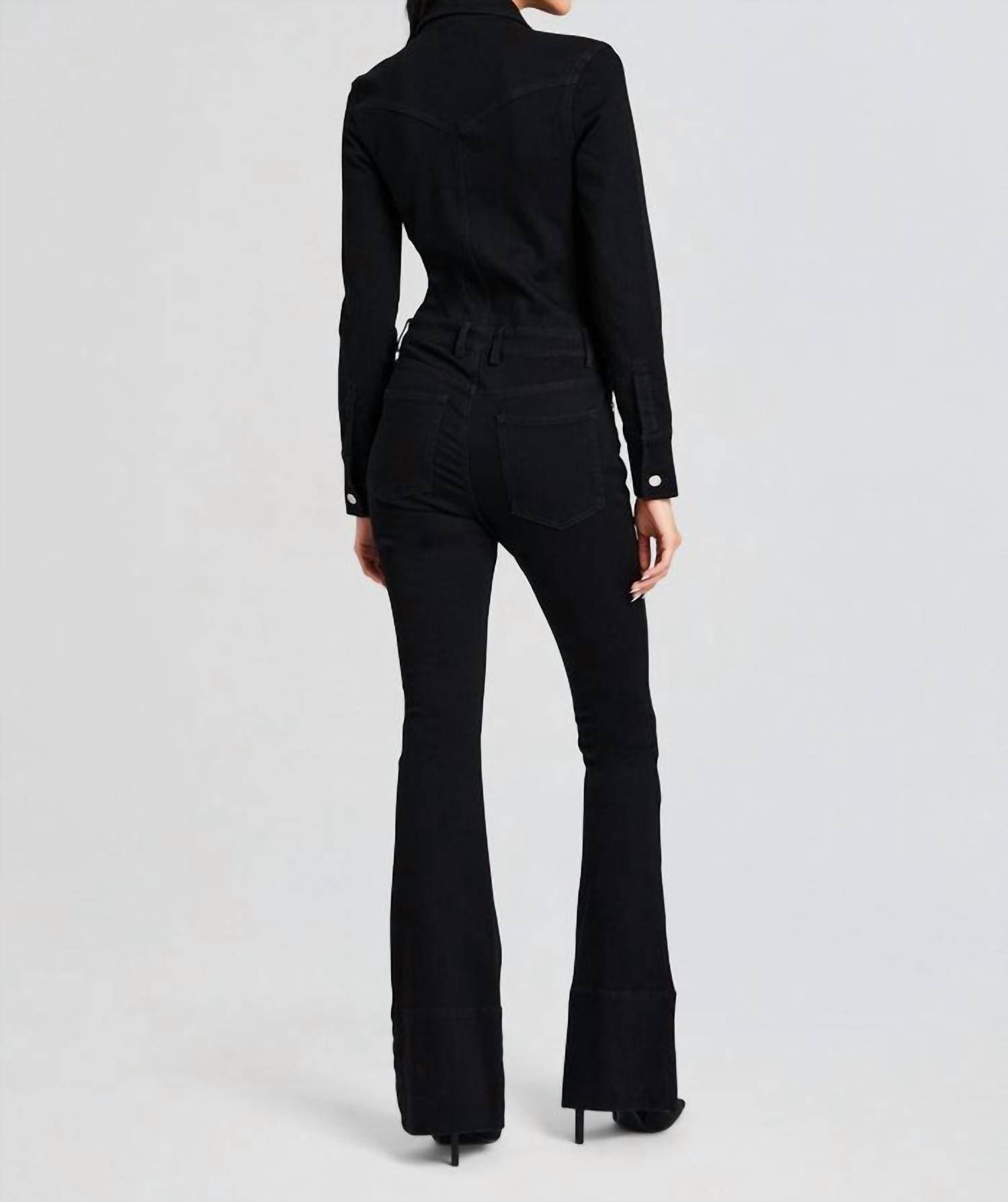 SER.O.YA Deedee Long Sleeve Flare Leg Jumpsuit in black - women's pants - alternate view