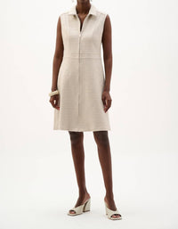 Joseph Ribkoff Front Zip Mini Dress in moonstone - women's dress - detail view