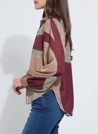 Lysse Anish Elastic Cuff Shirt Blouse in robust - women's shirt - alternate view