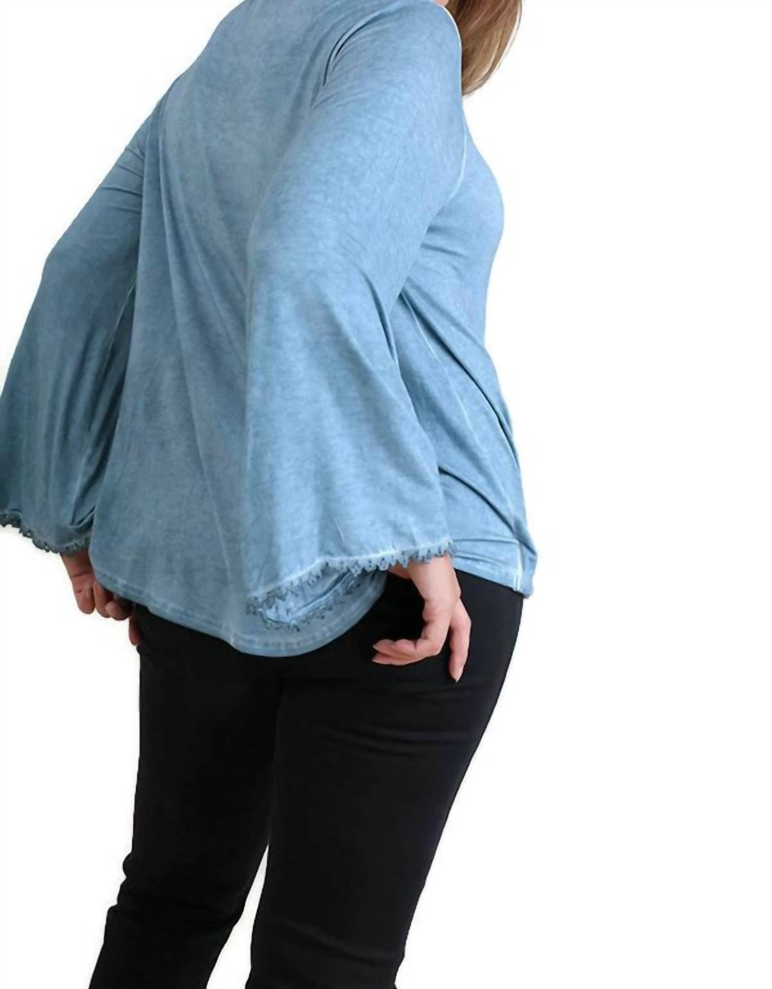 Umgee - Drawstring Neckline Bell Sleeve Top