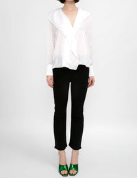 L'Agence - Jaslynn Silk Open Collar Blouse