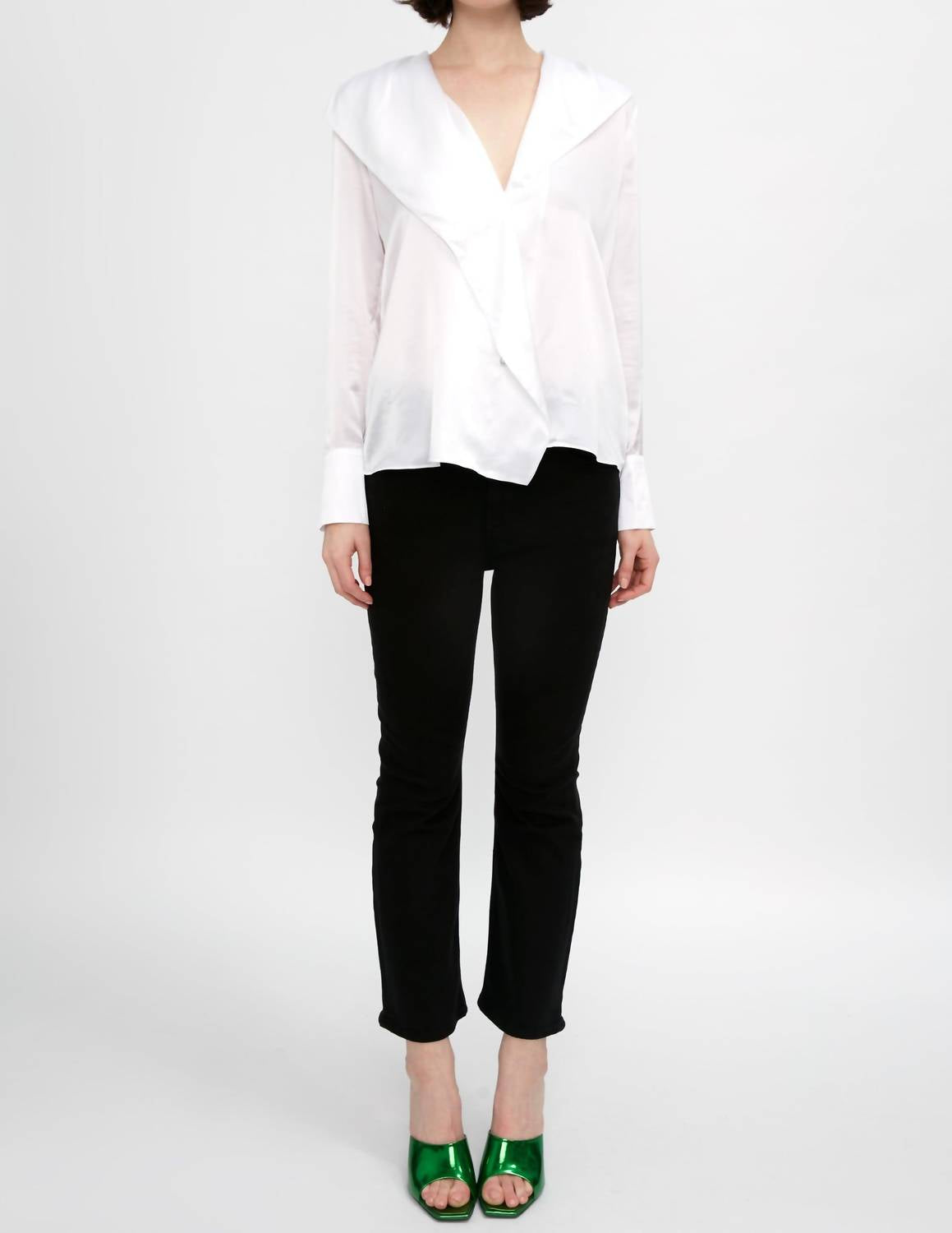 L'Agence - Jaslynn Silk Open Collar Blouse