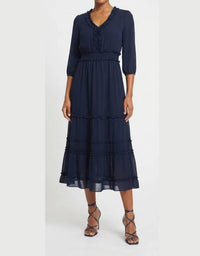 Nicole Miller - Smocked Waist Tiered Maxi Dress