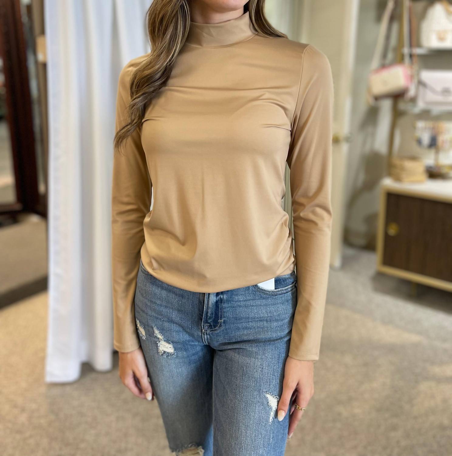 So Smooth Mock Neck Long Sleeve Top