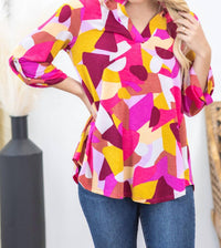 Dear Scarlett - 3/4 Sleeve Abstract Top