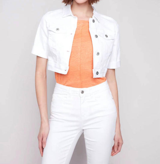 Charlie B - Cropped Jean Jacket With Short Sleeve