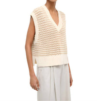 STAUD Americana V-neck Sweater in breeze creme - women's sweater - alternate view