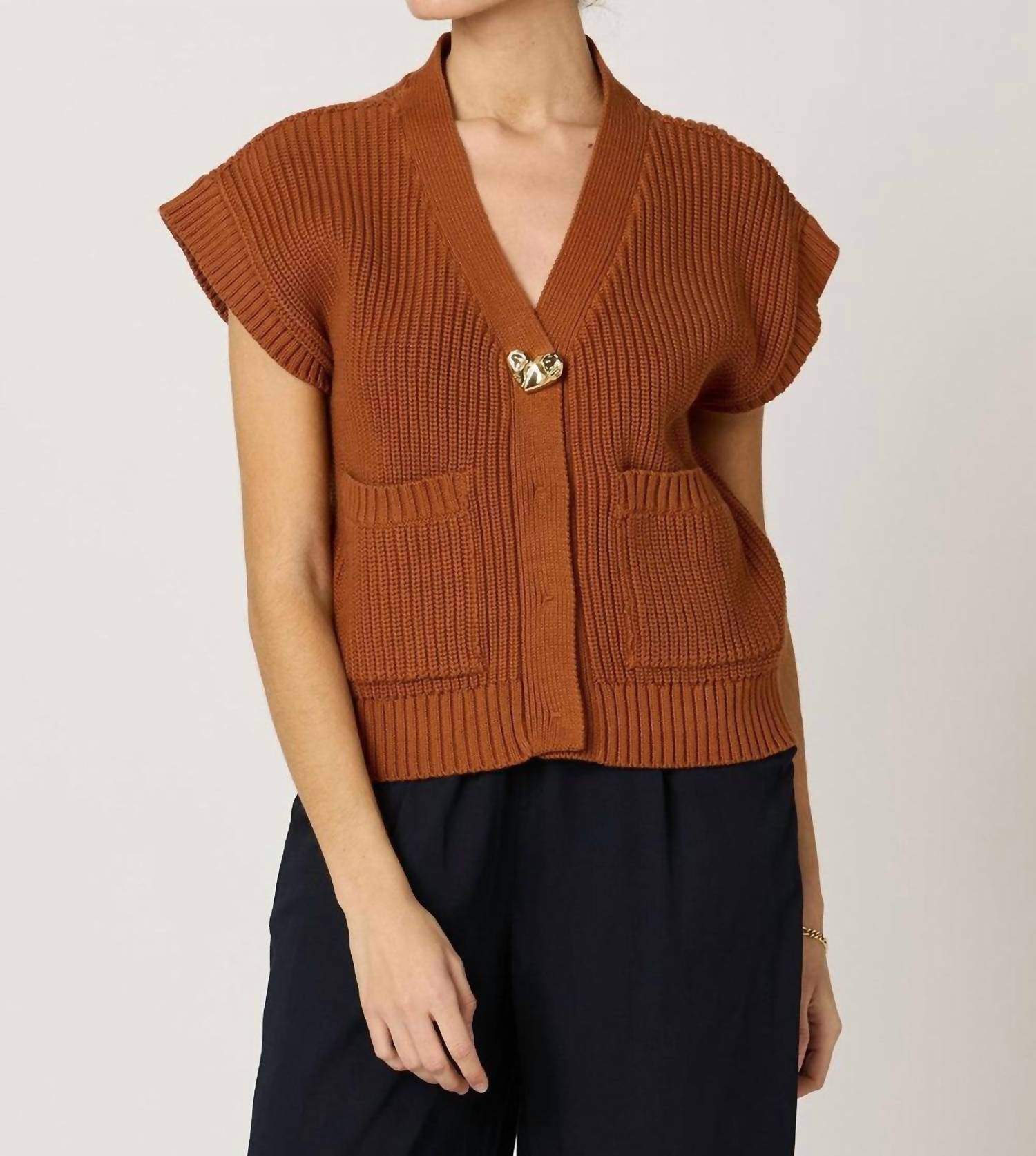 Cleobella Cuore Sweater Vest in clay 2 - women's sweater