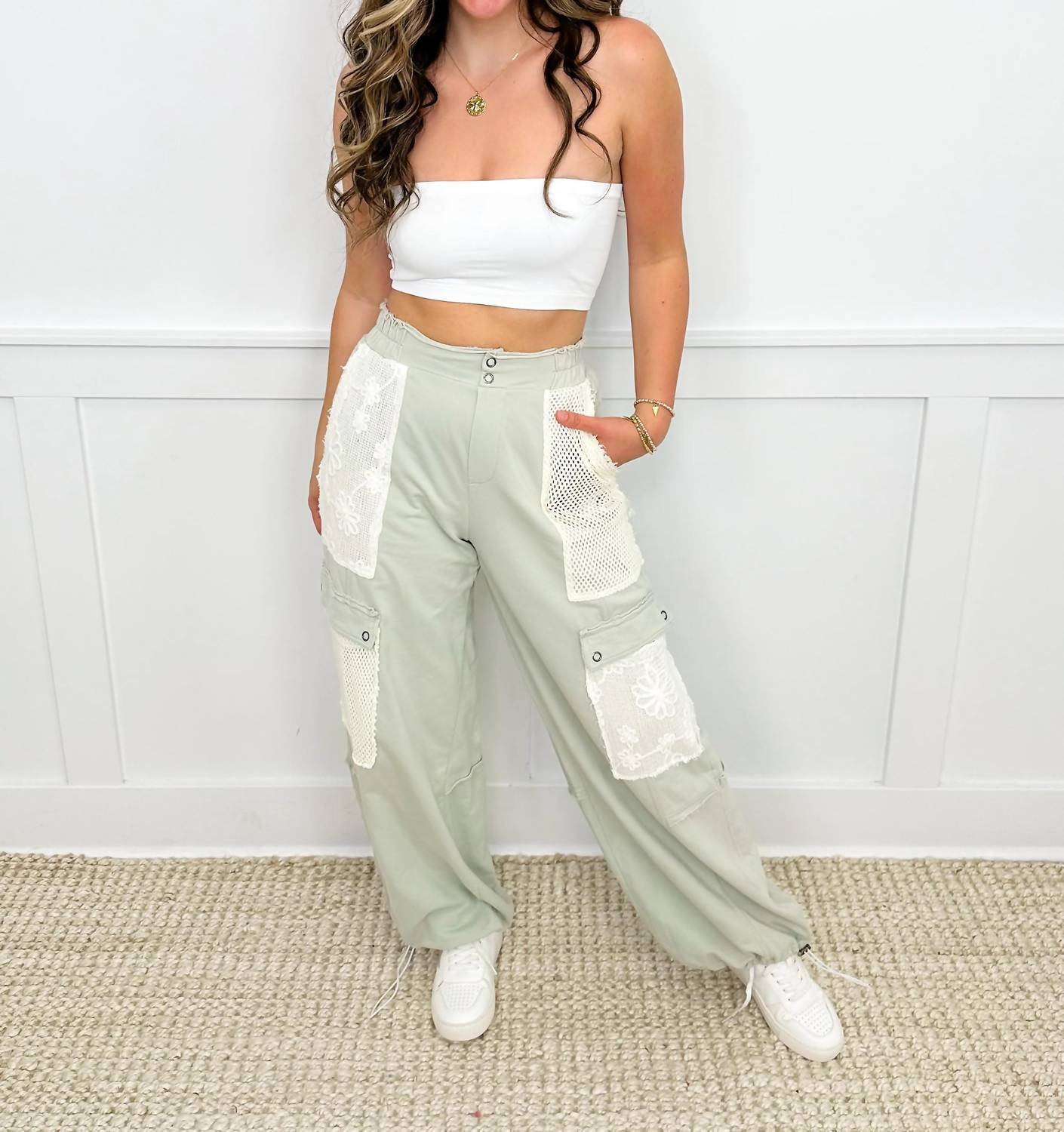 Davi & Dani - Great Day Vibes High-rise Cotton Pants