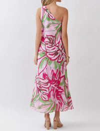 Tcec - One Shoulder Tropical Print Maxi Dress