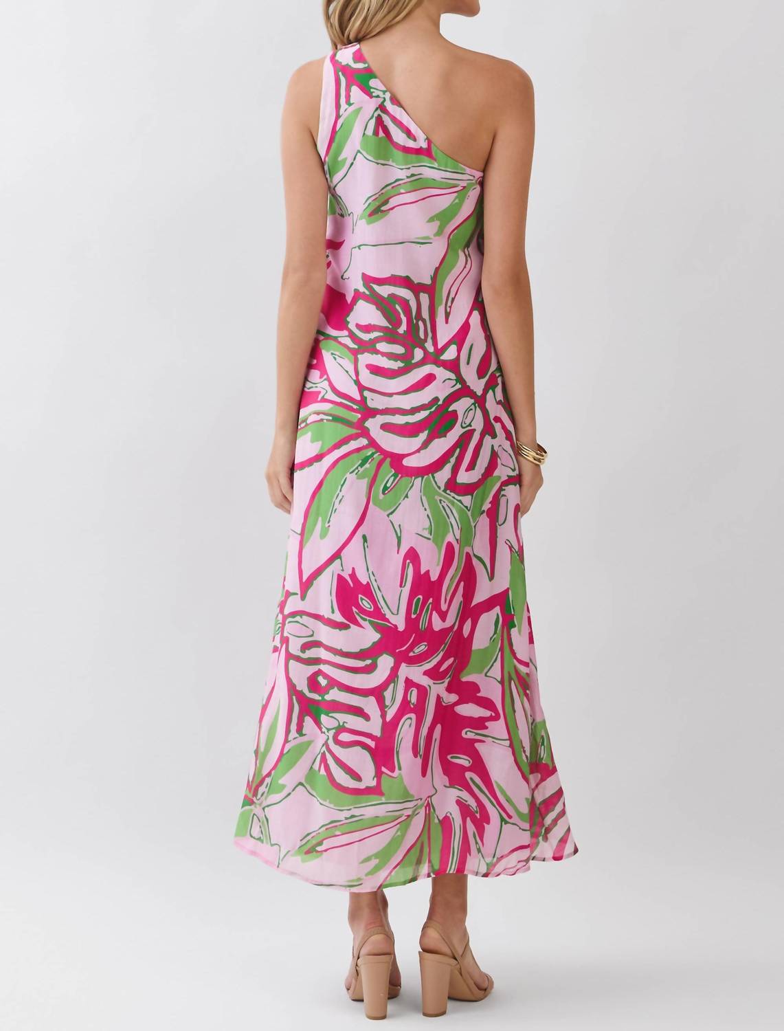 Tcec - One Shoulder Tropical Print Maxi Dress