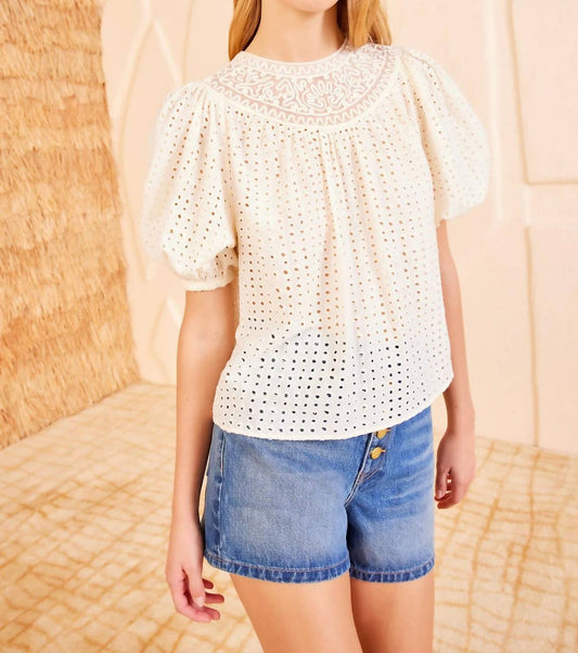 Ulla Johnson - Amina Eyelet Short Sleeve Top