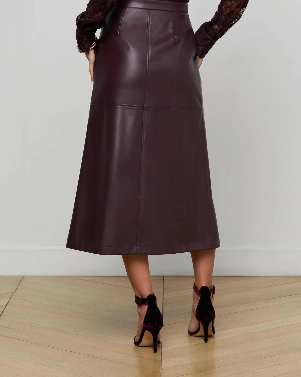 L'Agence - Robin Vegan Leather Midi Skirt
