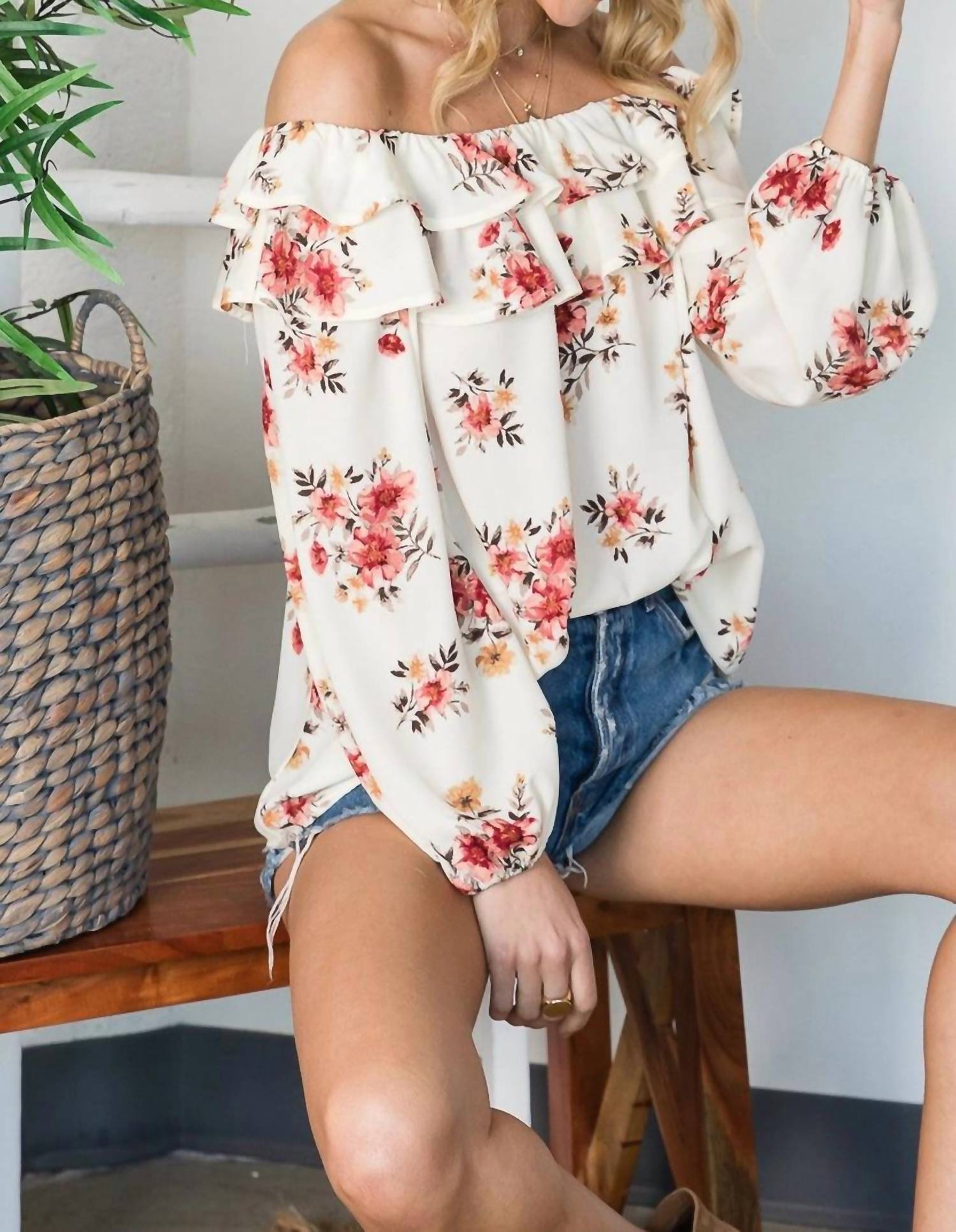Vine & Love - Floral Off The Shoulder Top