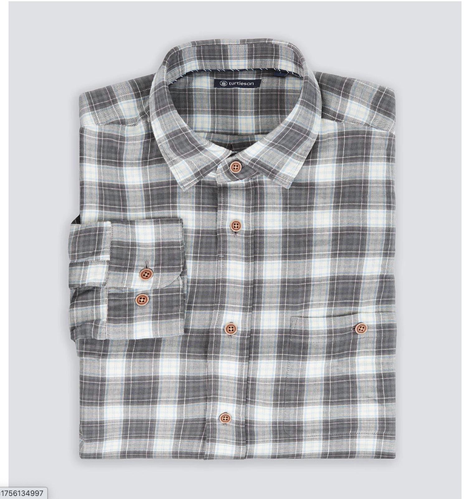 Turtleson Men's Olaf Brushed Twill Shirt in shadow - men's shirt