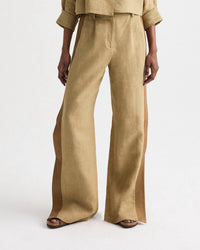 TWP Slim A Pant With Lip Tux in kelp ermine - women's pants - detail view