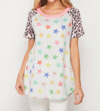 Honeyme - Leopard & Stars Raglan Top