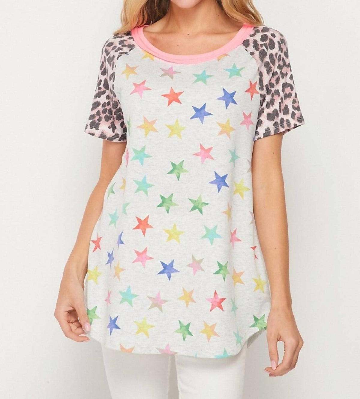 Honeyme - Leopard & Stars Raglan Top