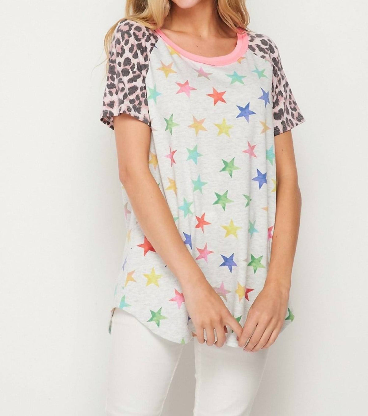 Honeyme - Leopard & Stars Raglan Top