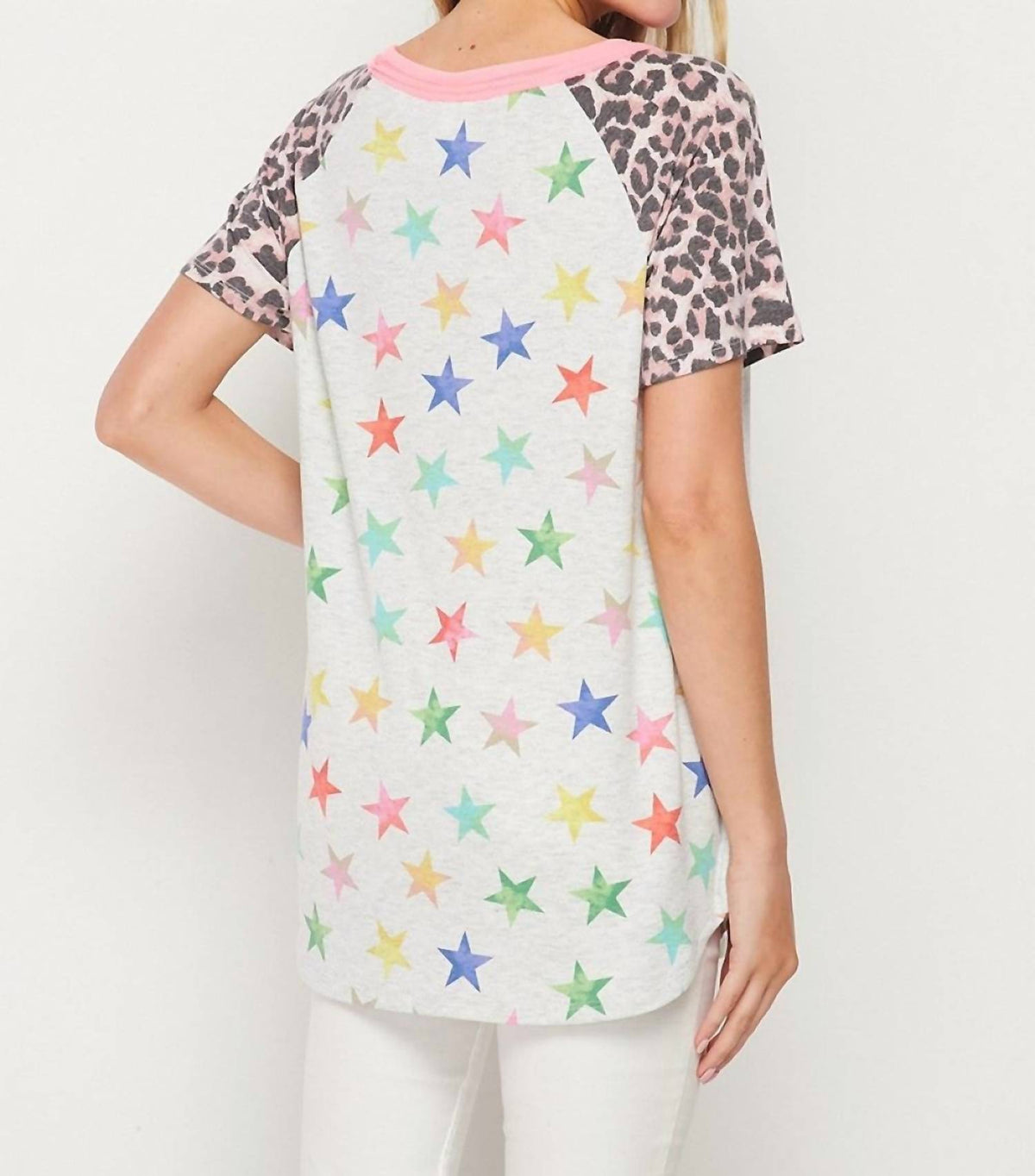 Honeyme - Leopard & Stars Raglan Top
