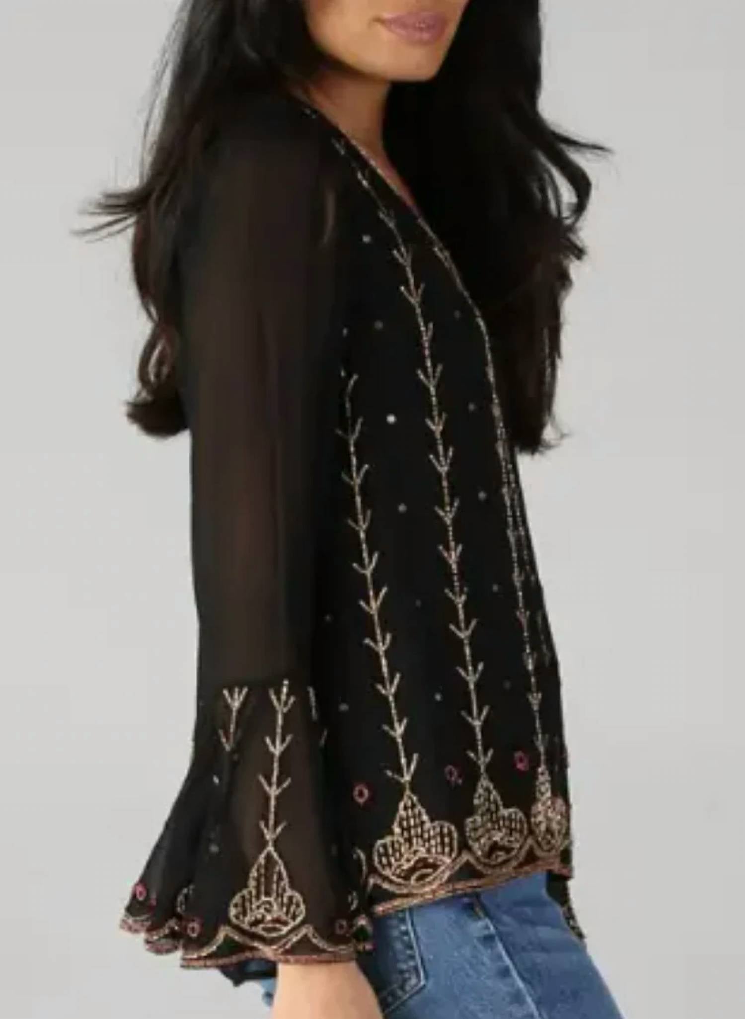 Angie - Luxe Beaded Bell Blouse