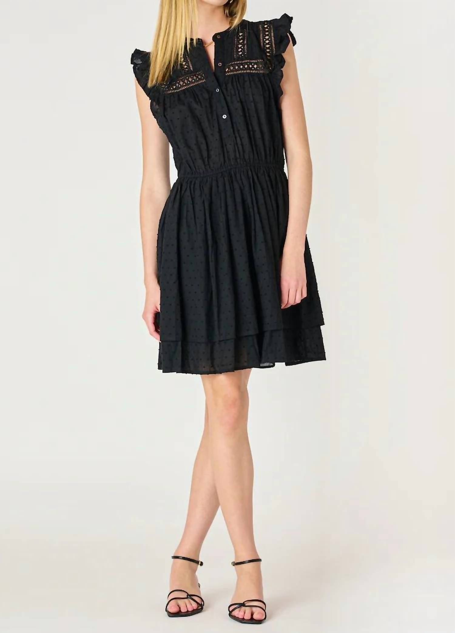 Dex - Sleeveless Swiss Dot Mini Dress