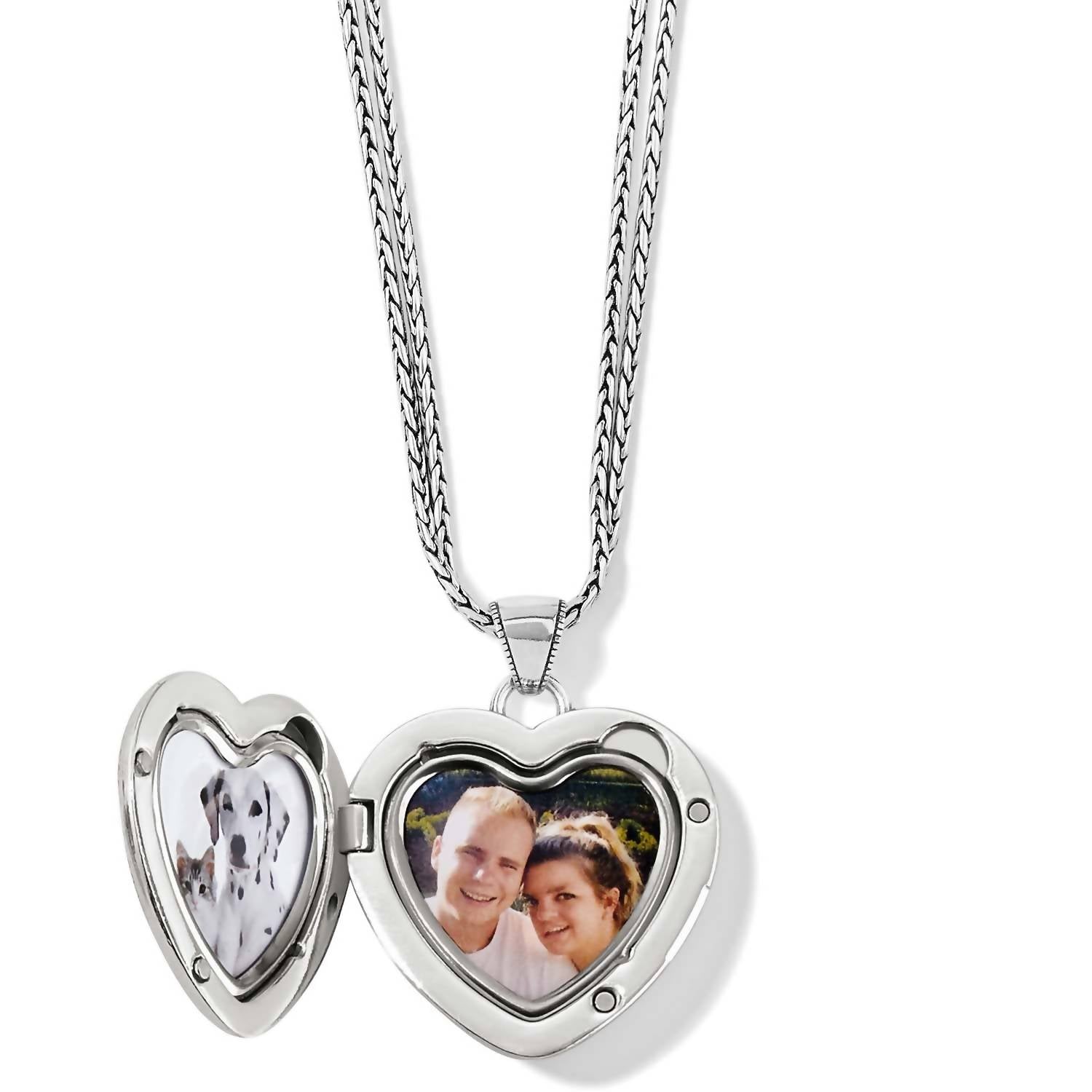 Brighton Women's Essex Heart Convertible Locket Necklace in silver - women's jewelry - detail view
