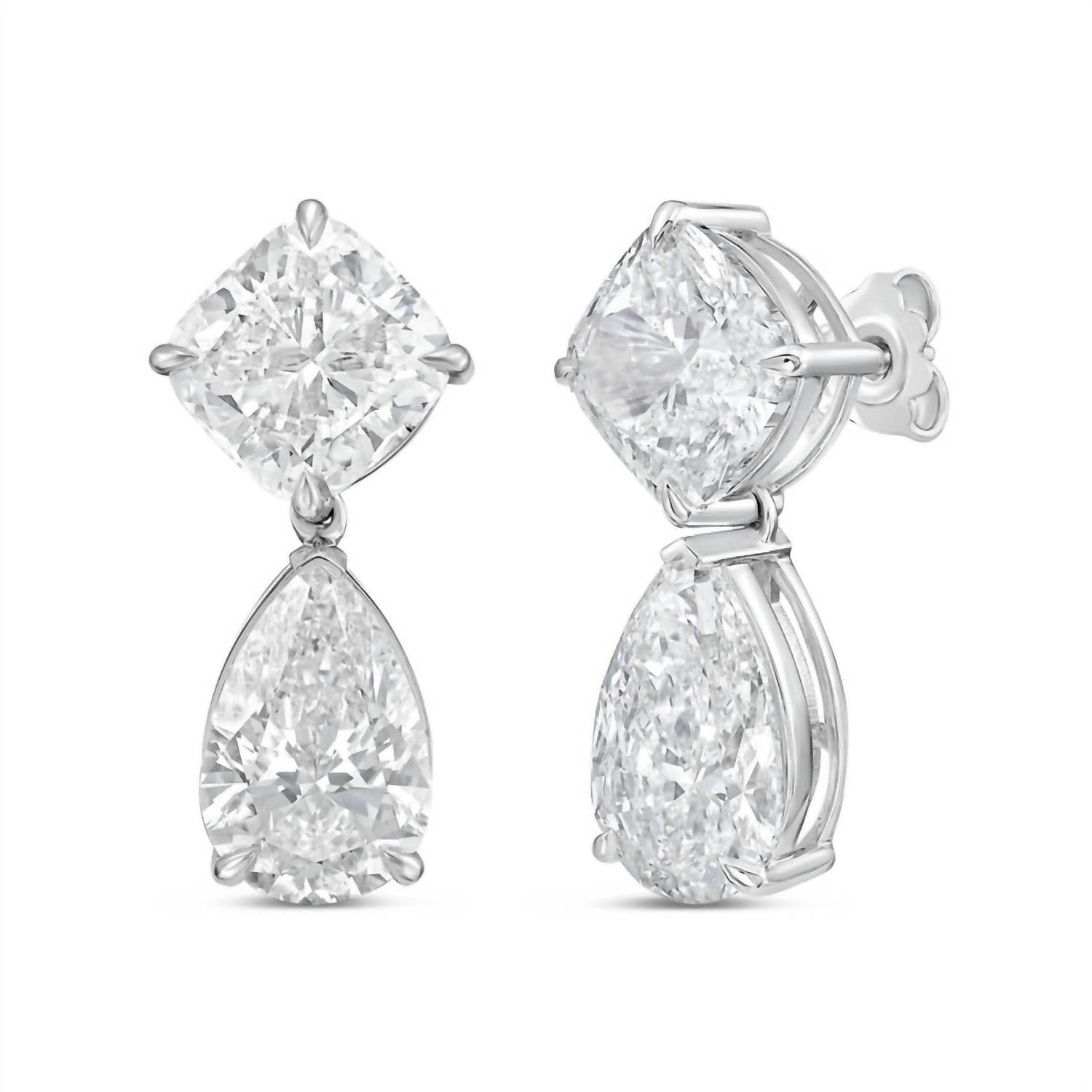 Diana M Jewels - Women's Cushion & Pear Lab-grown Diamond Stud Earrings (12.00 Tcw) - Luxe