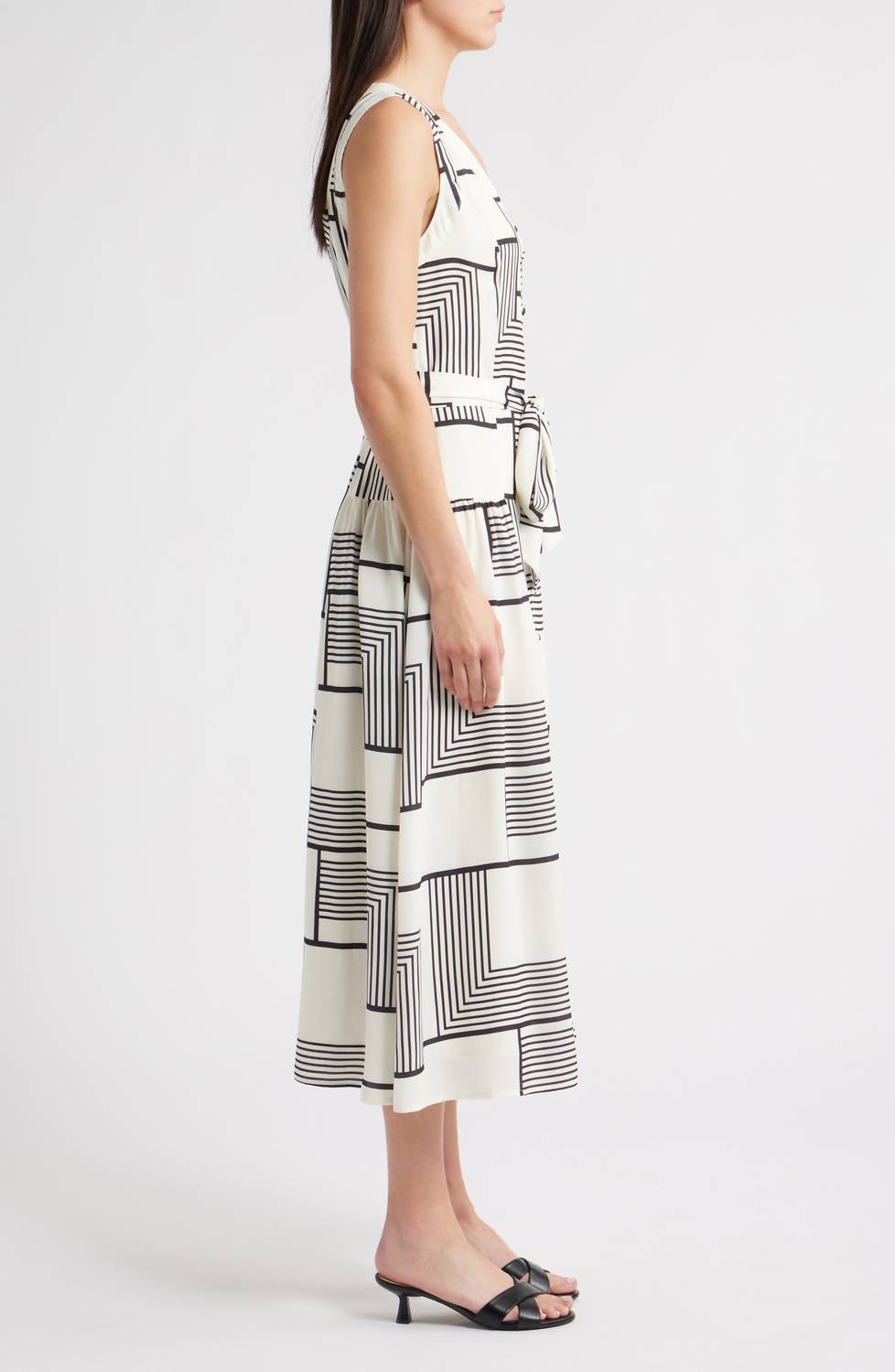 Zoe And Claire - Mixed Geometric Print Midi Dress