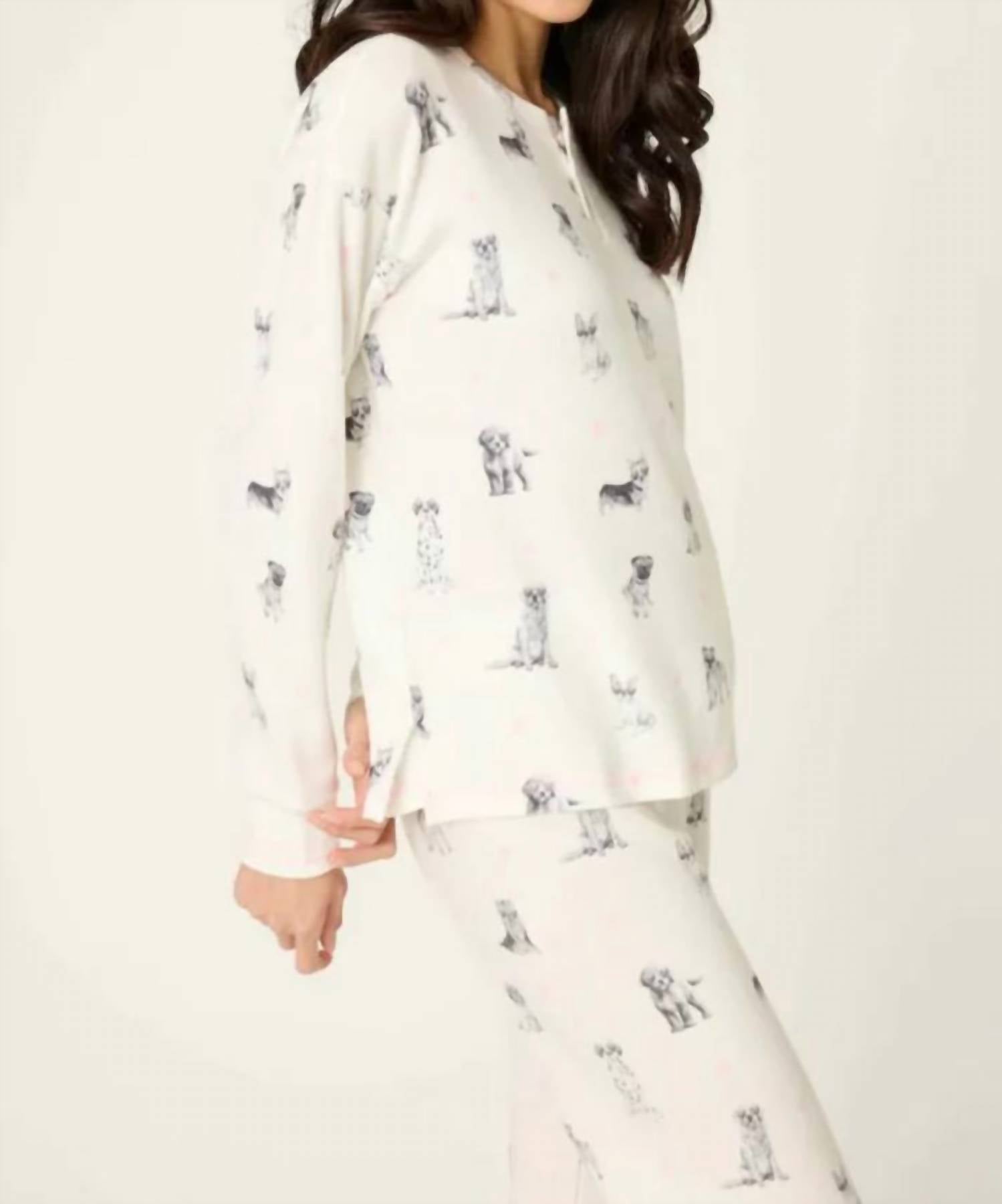 PJ Salvage My Dog Is My Valentine Pj Set in white - women's sleepwear - detail view