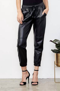 DAVID LERNER Vegan Ankle Zip Jogger in black - women's pants