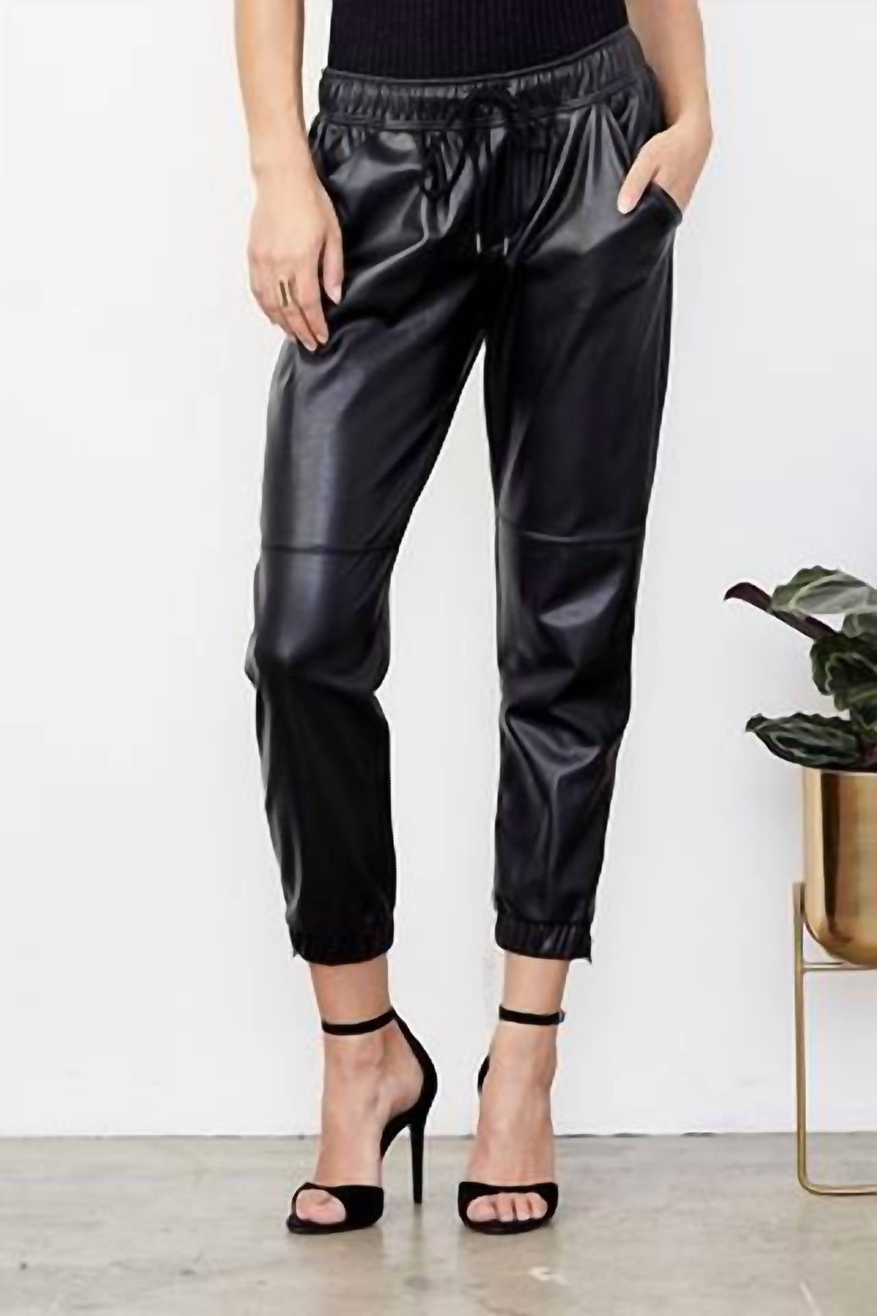 DAVID LERNER Vegan Ankle Zip Jogger in black - women's pants