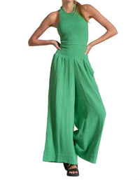 Elan - Sleeveless Halter Wide Leg Jumpsuit