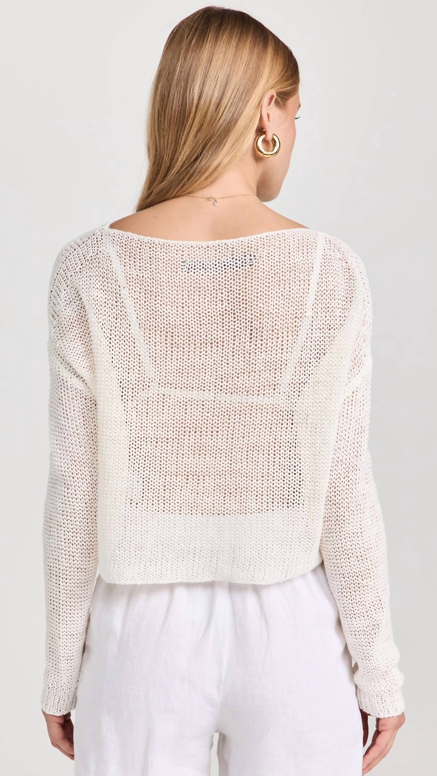Enza Costa - Linen Open Knit Bateau Sweater