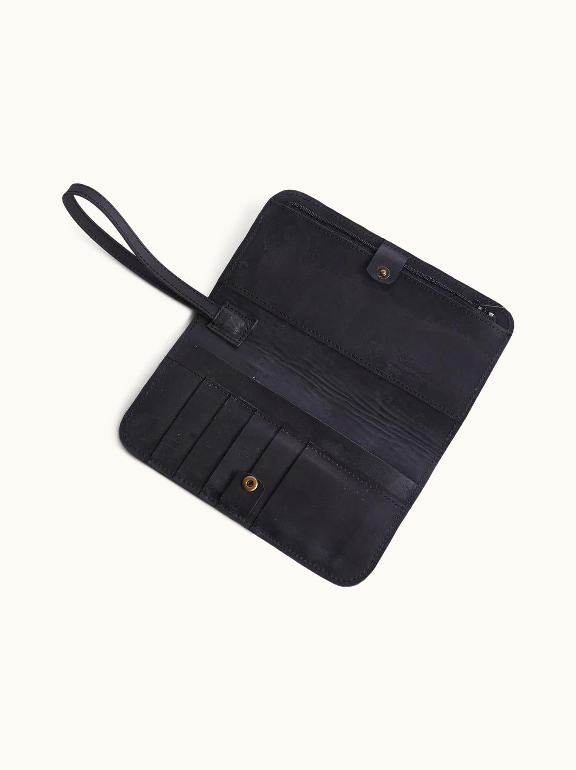 ABLE Women's Alem Snap Wallet in black - women's bag - detail view