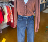 KLd. Signature Women's Pintucked Cropped Cardigan in brown - women's cardigan