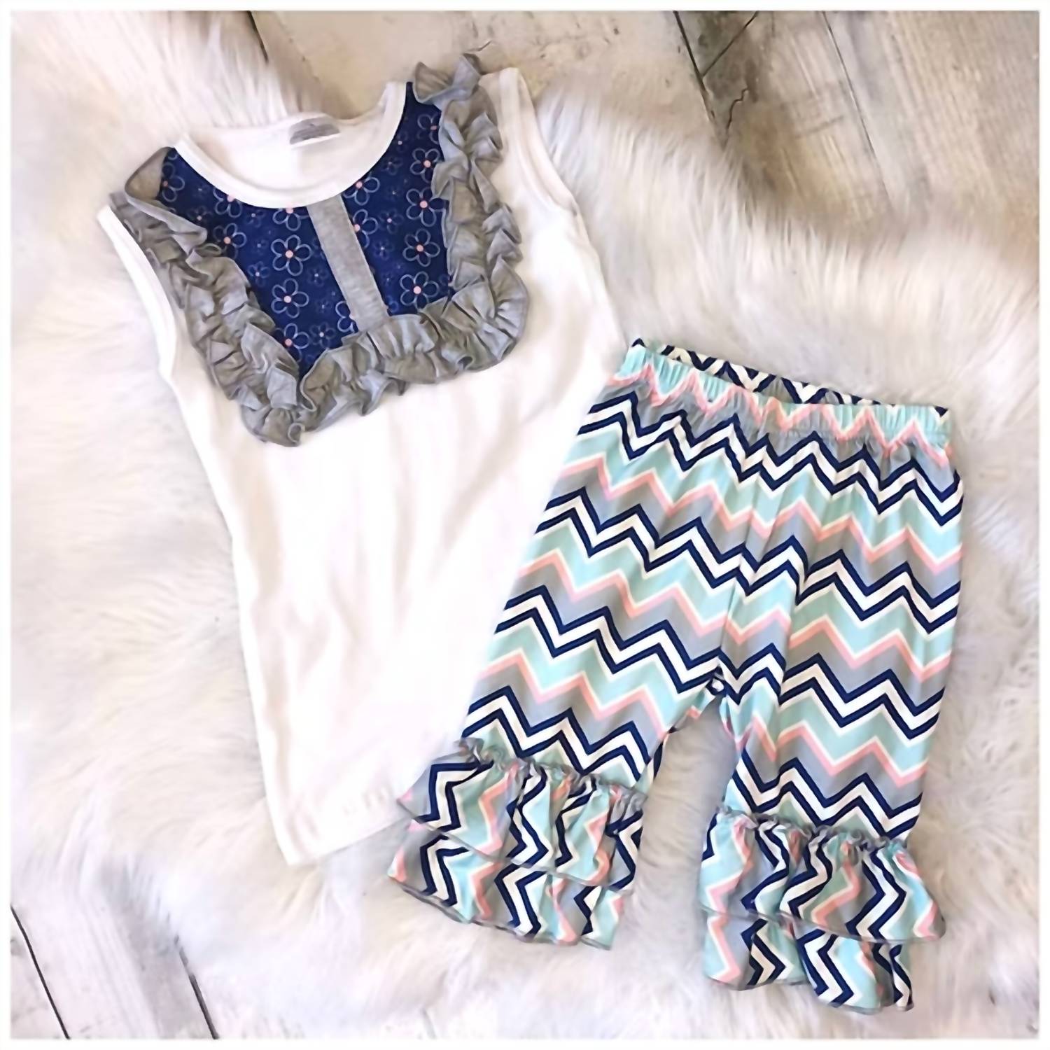 Pete + Lucy - Girls Chevron Pant Set
