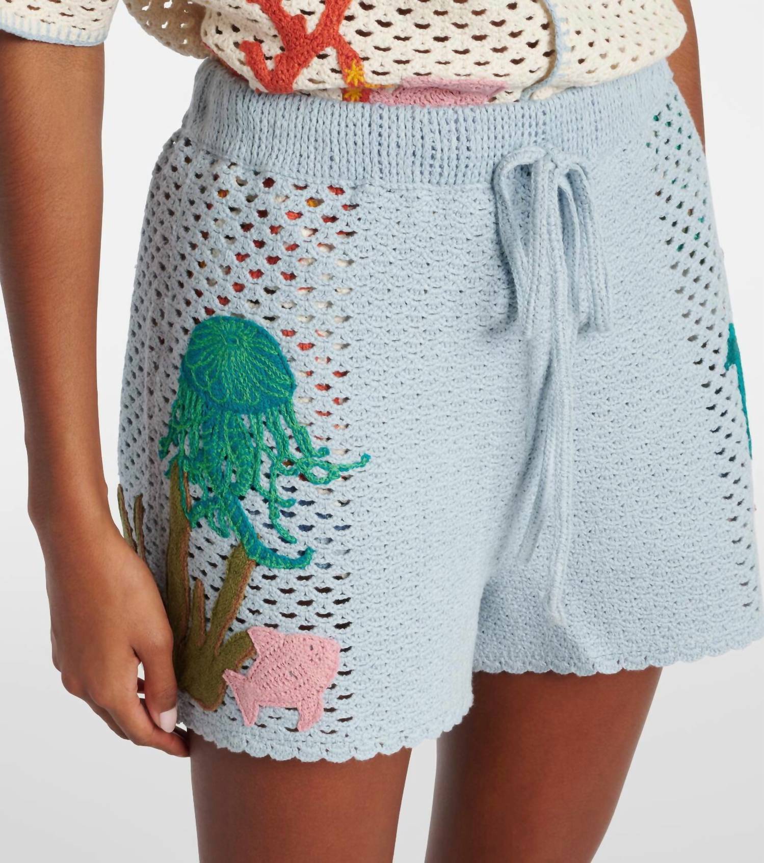 Alemais - Splash Embroidered Cotton Shorts