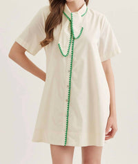 Entro - Button Front Dress With Trim