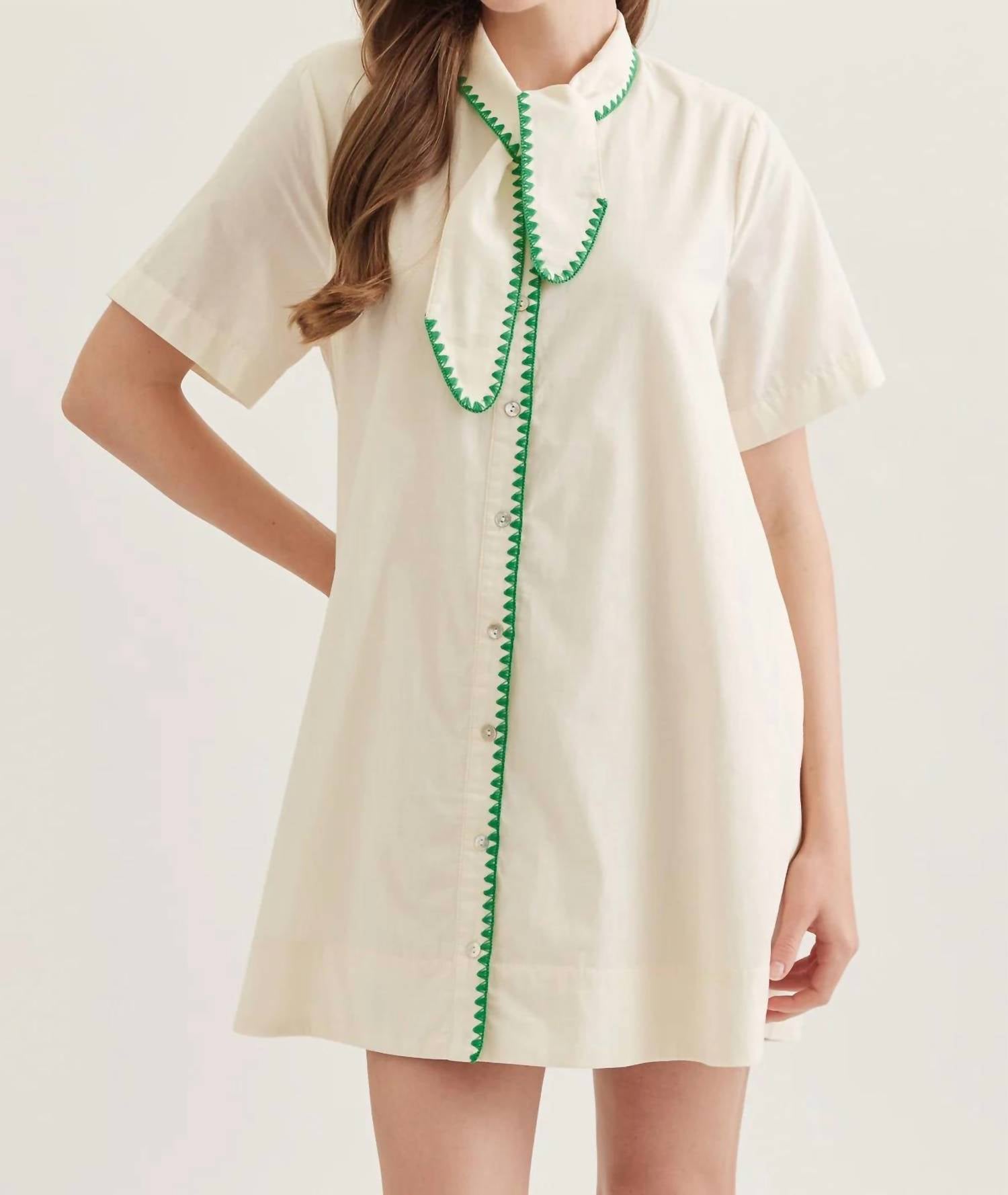 Entro - Button Front Dress With Trim