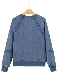 Hazel Blues - Lace Patchwork Mineral Wash Sweatshirt