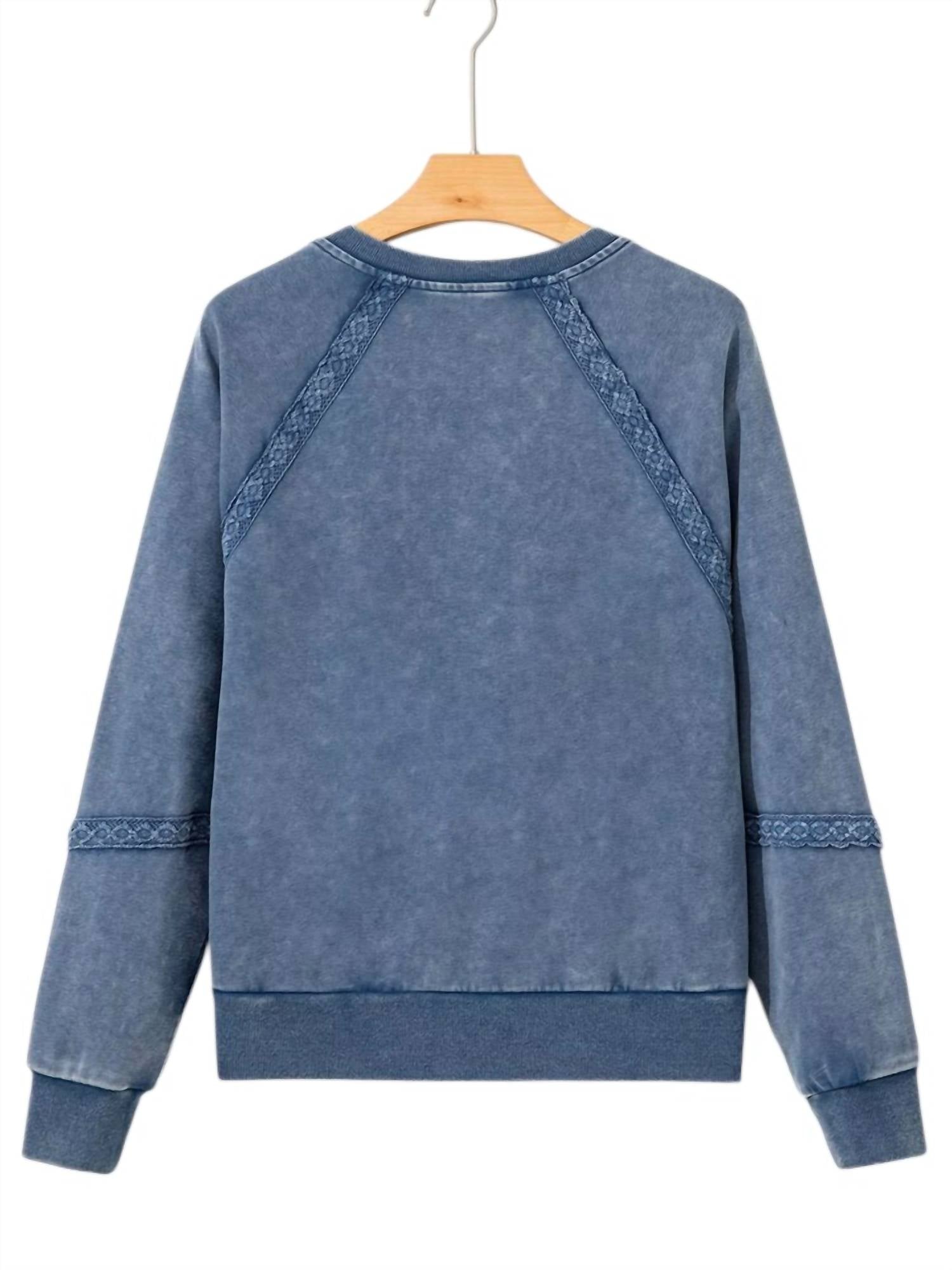 Hazel Blues - Lace Patchwork Mineral Wash Sweatshirt